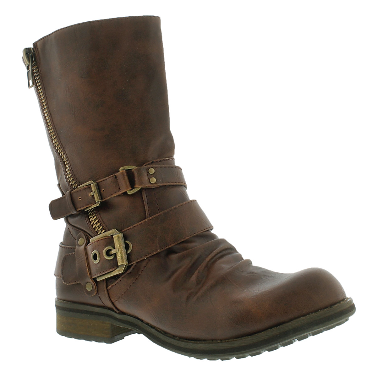 Lds Brietta II cognac mid buckle boot