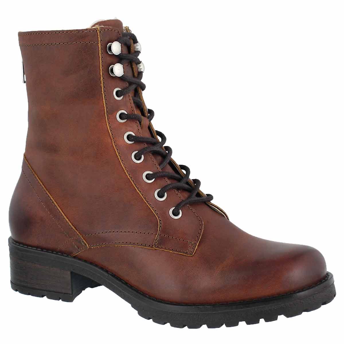Women's BRIONNA cognac lace up combat boots