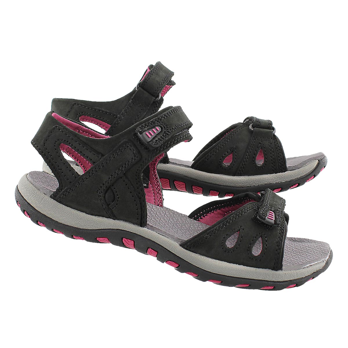 Lds Caley 2 black 3 strap sport sandal