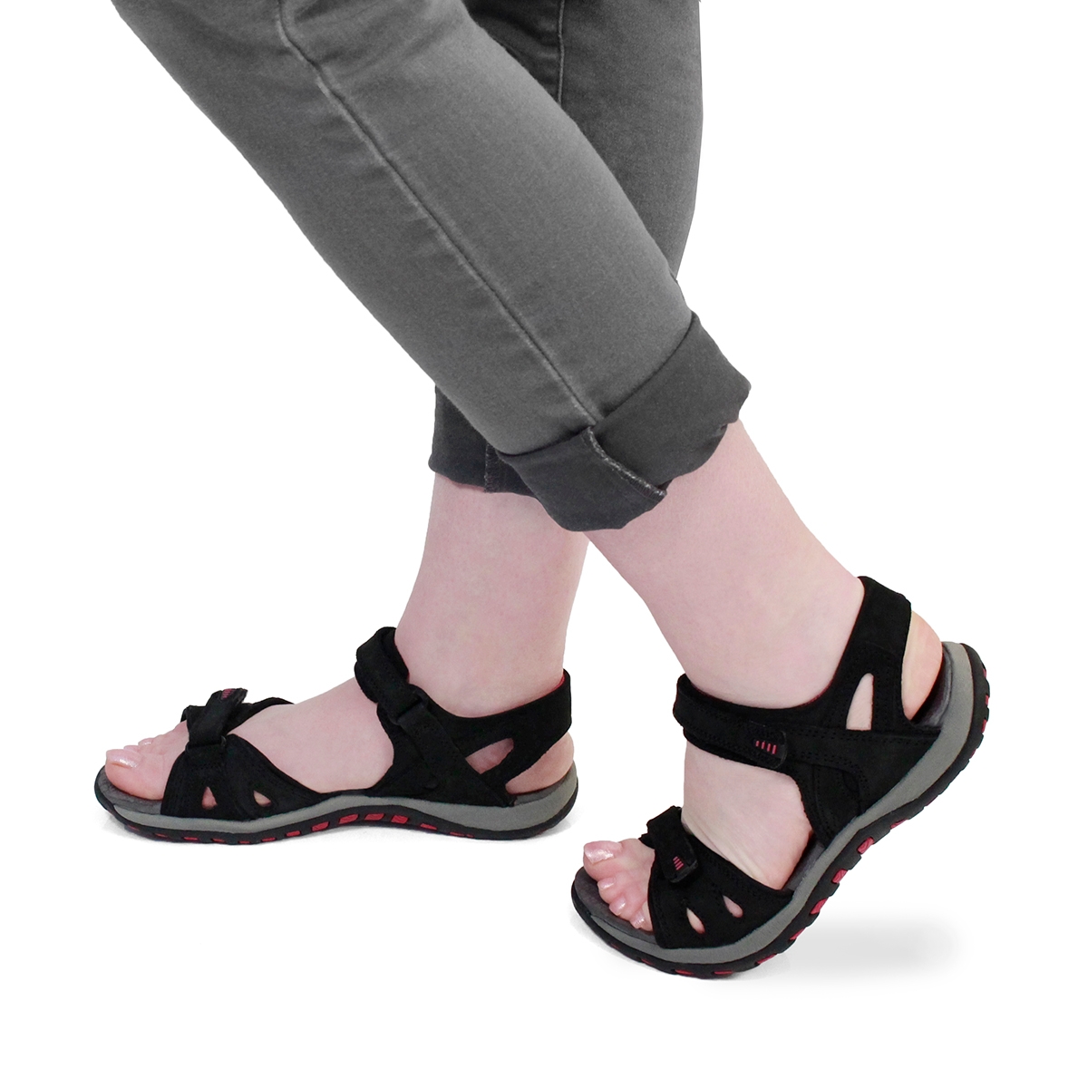 Lds Caley 2 black 3 strap sport sandal