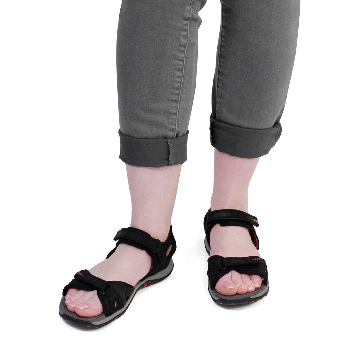 Lds Caley 2 black 3 strap sport sandal