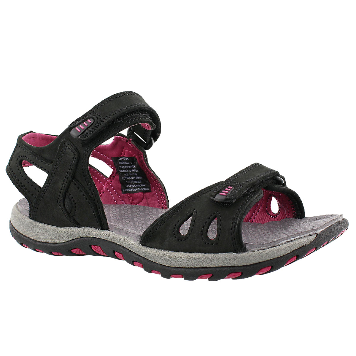 Lds Caley 2 black 3 strap sport sandal