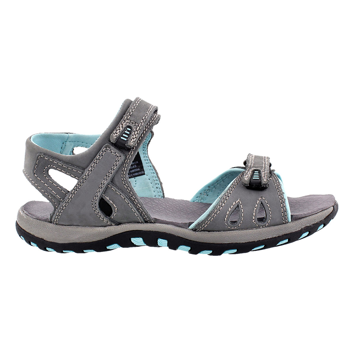 Lds Caley 2 grey 3 strap sport sandal