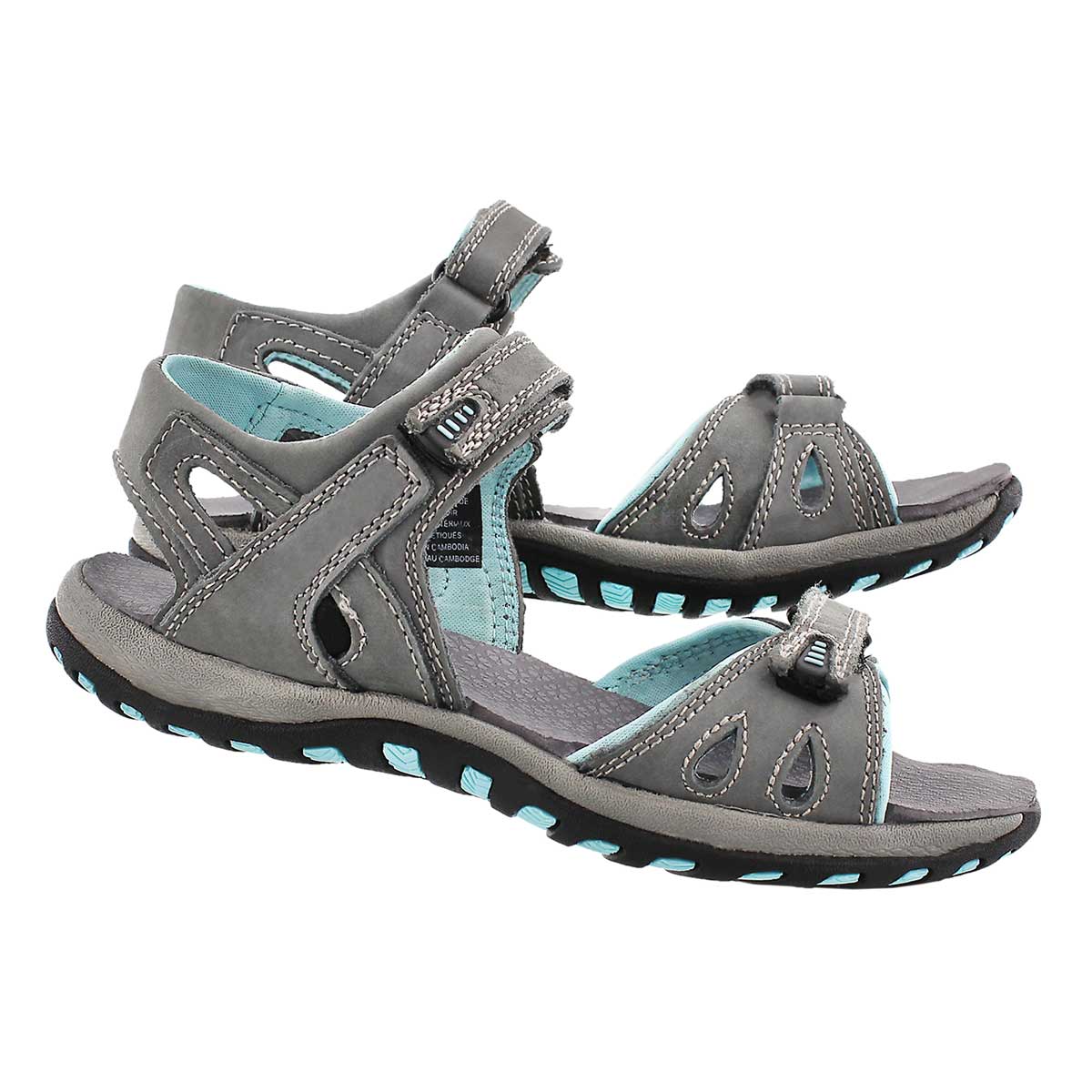 Lds Caley 2 grey 3 strap sport sandal
