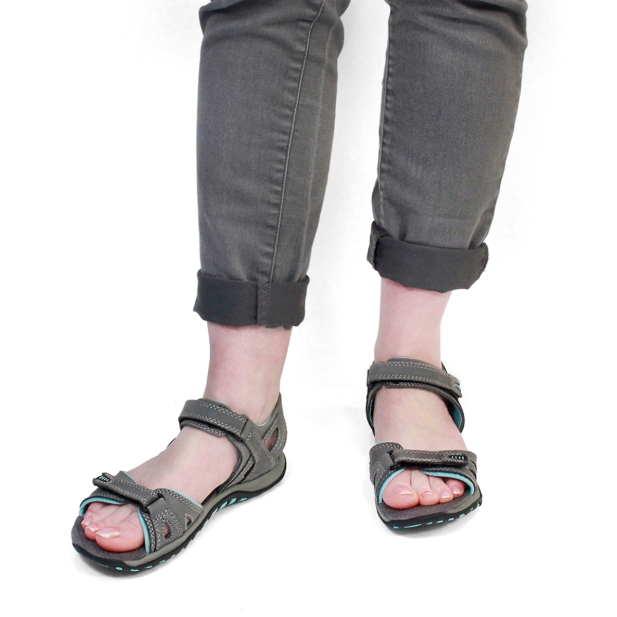 Lds Caley 2 grey 3 strap sport sandal