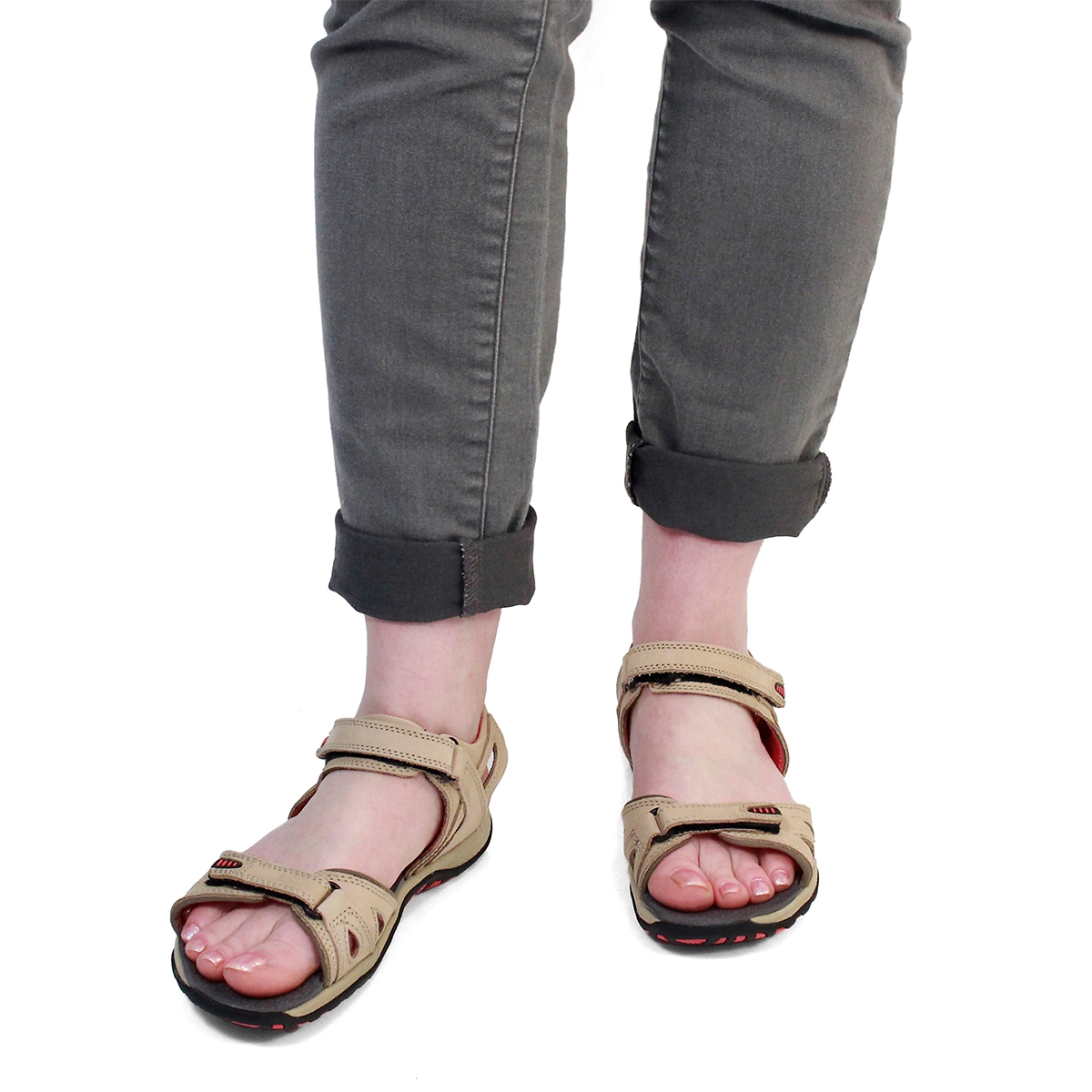 Lds Caley 2 taupe 3 strap sport sandal