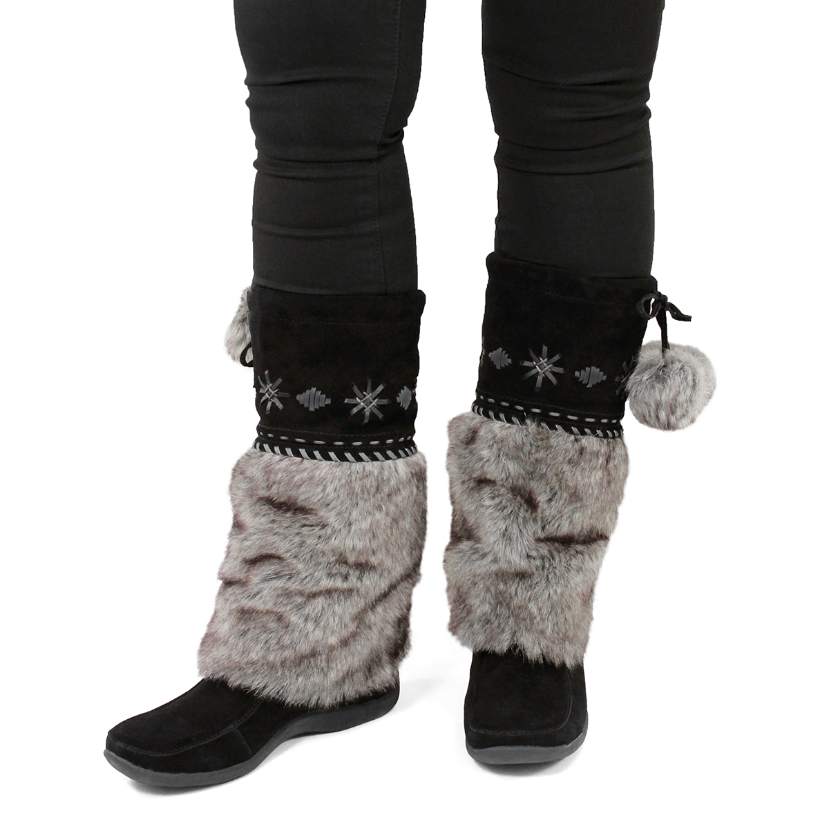 Lds Candy 4 blk suede mukluk
