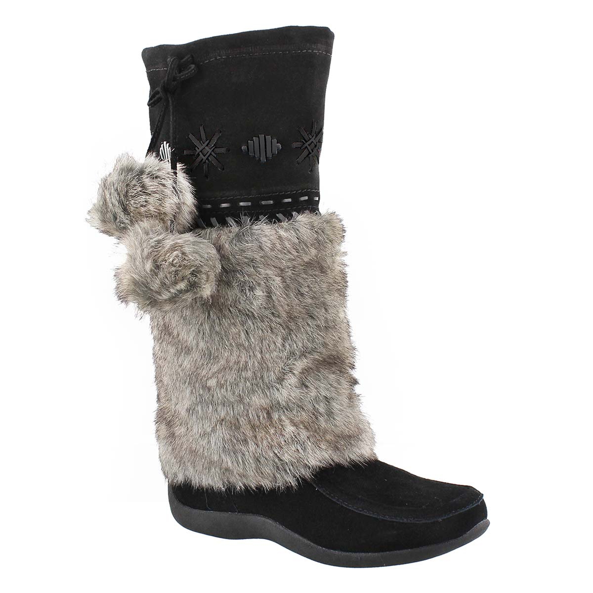 Lds Candy 4 blk suede mukluk