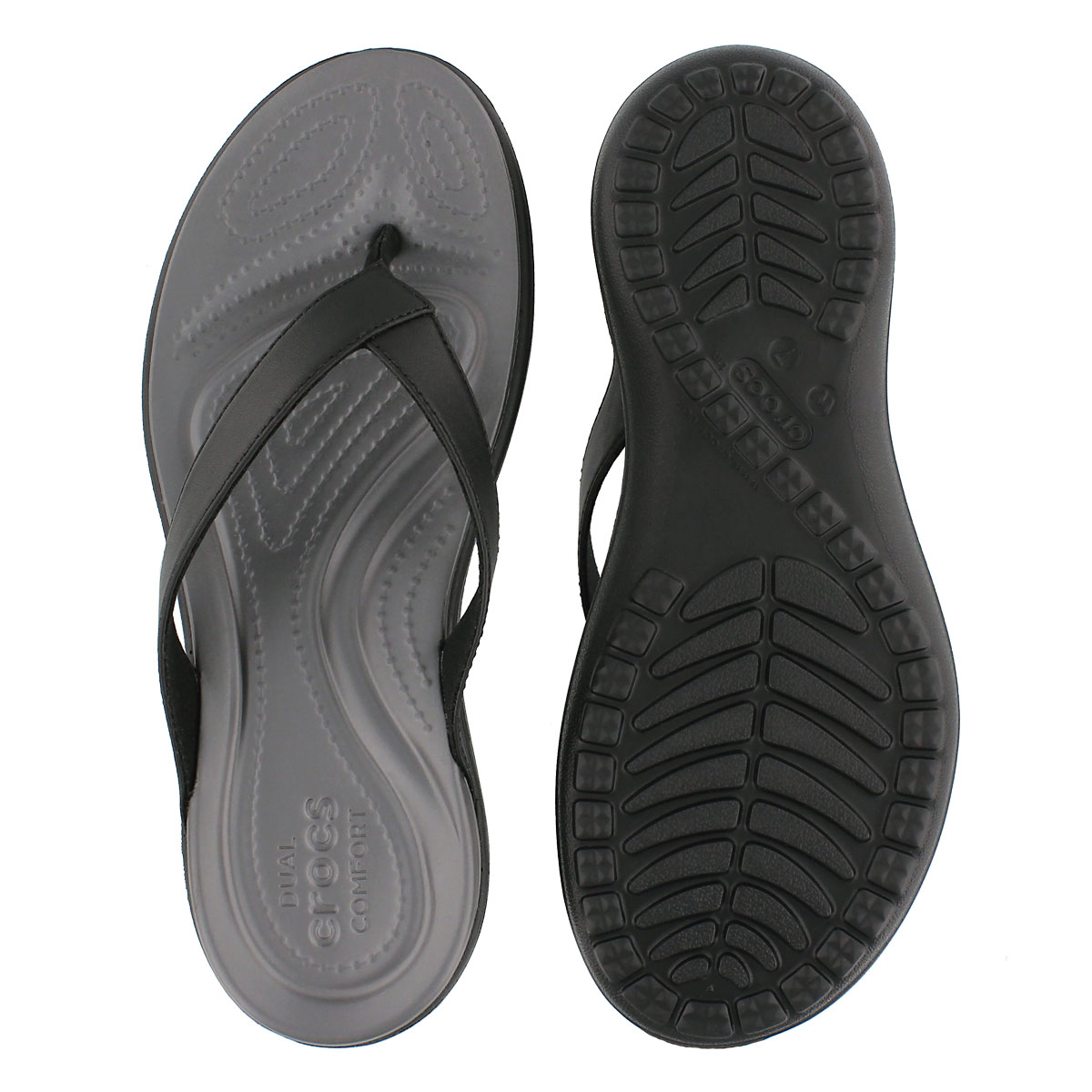 Lds Capri V Flip black thong sandal
