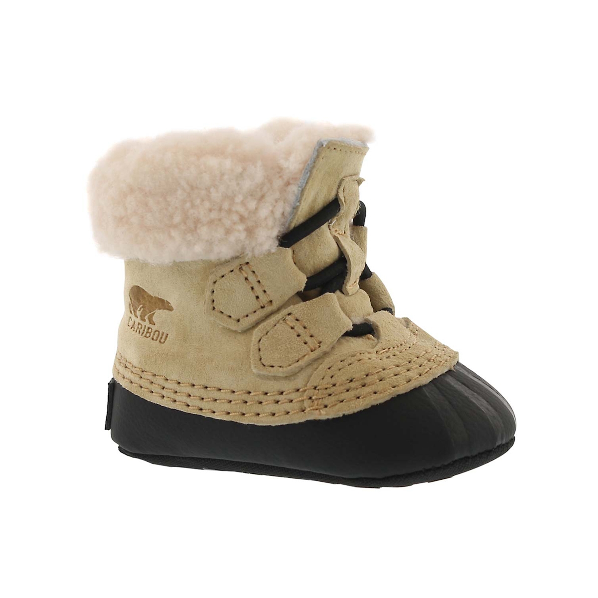 Infants' CARIBOOTIE curry/black boot slippers