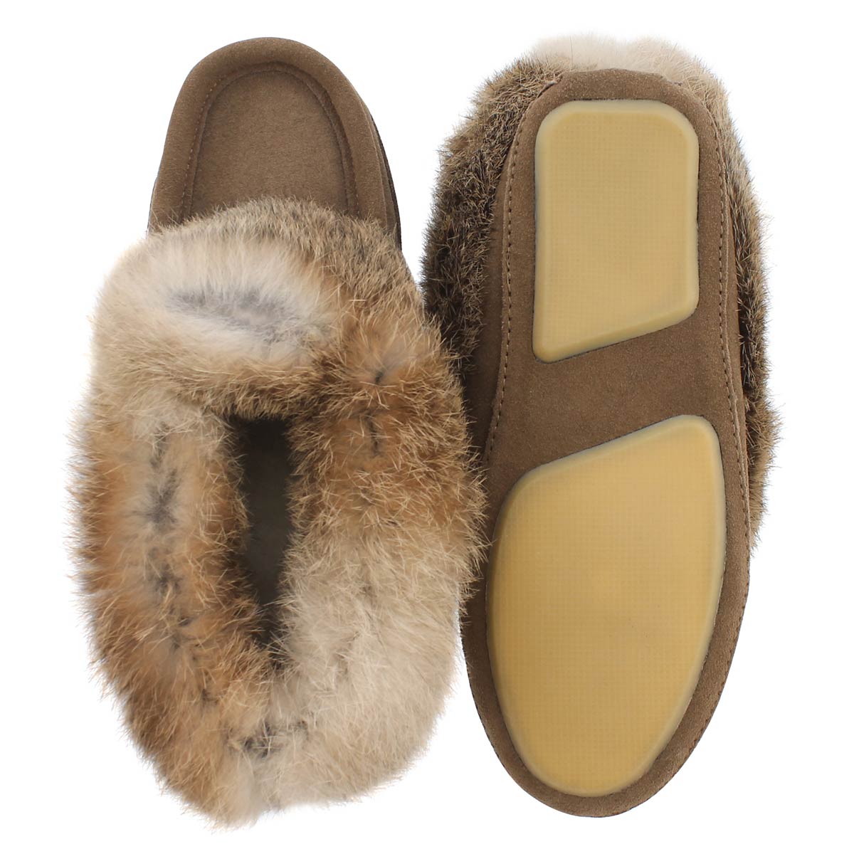 Lds Carrot2 brch sde rabbit fur moccasin