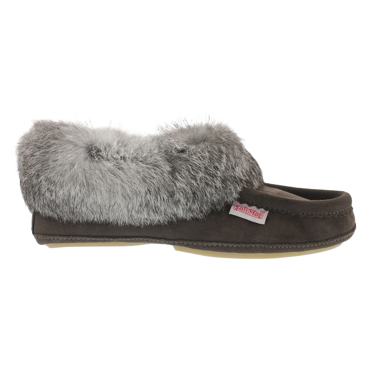 Lds Carrot2 grey sde rabbit fur moccasin