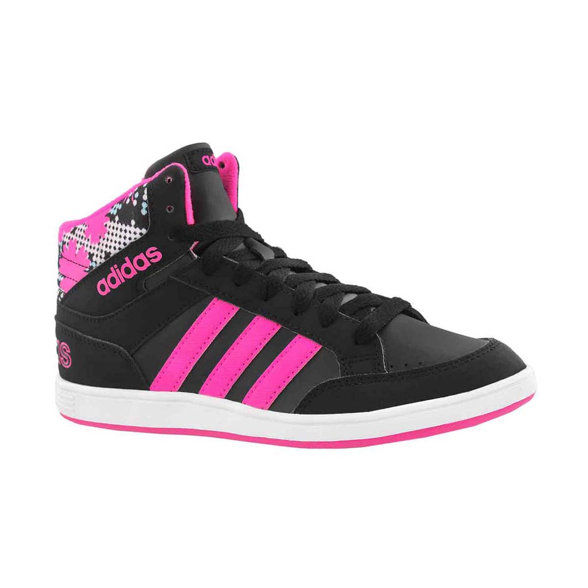 Girls HOOPS mid black/pink lace up sneaker