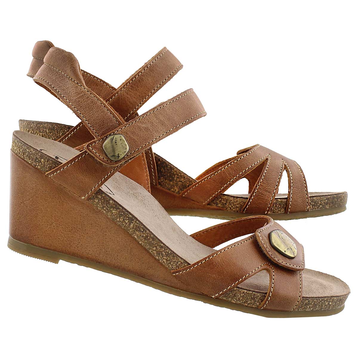Lds Charade camel wedge sandal