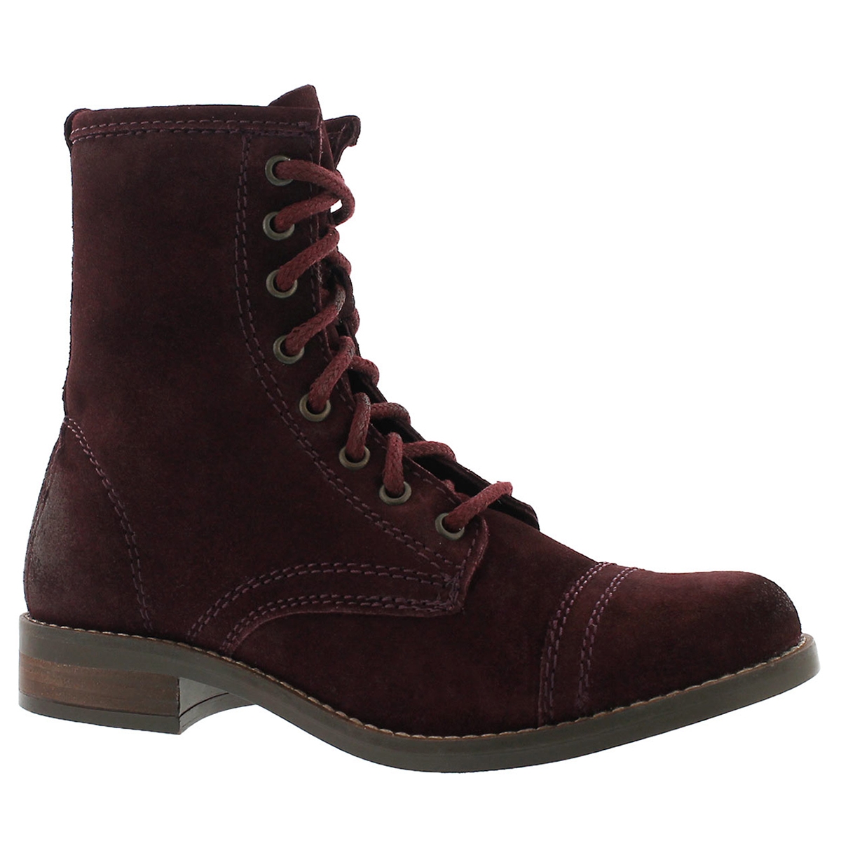 Women's CHARRIE wine lace up combat boots