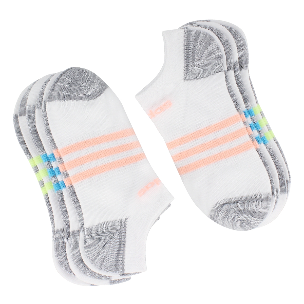 Lds Superlite wht/multi no show sock-6pk