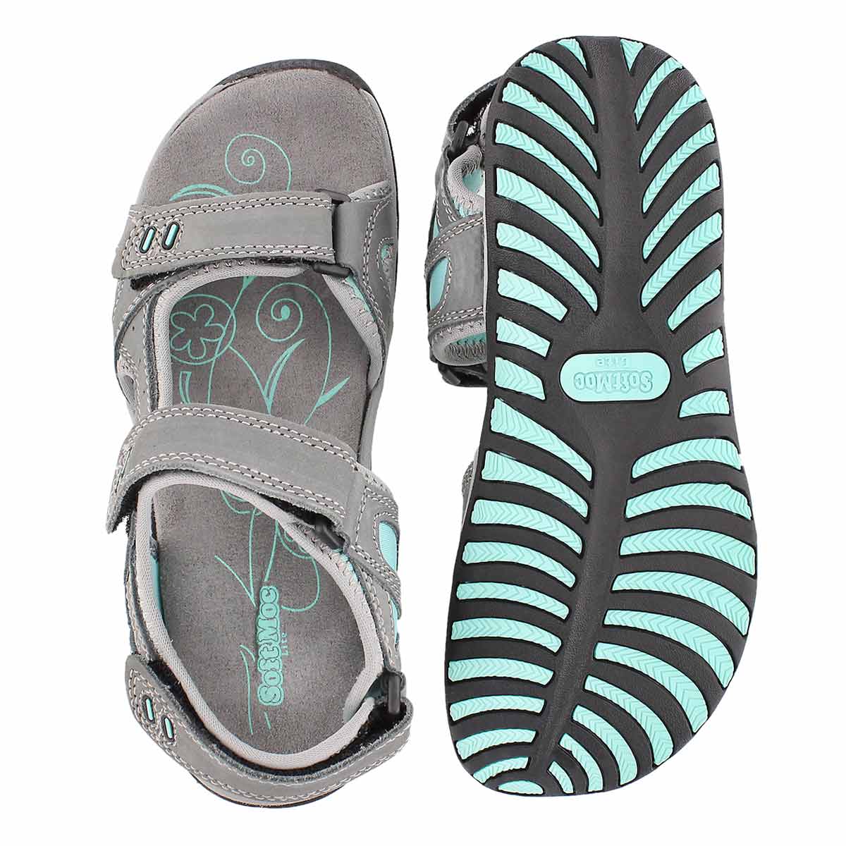 Lds Clara 2 grey 3 strap sport sandal