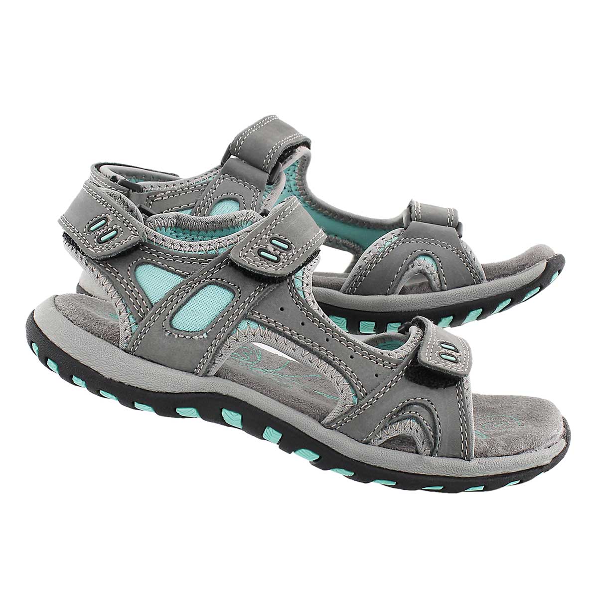 Lds Clara 2 grey 3 strap sport sandal