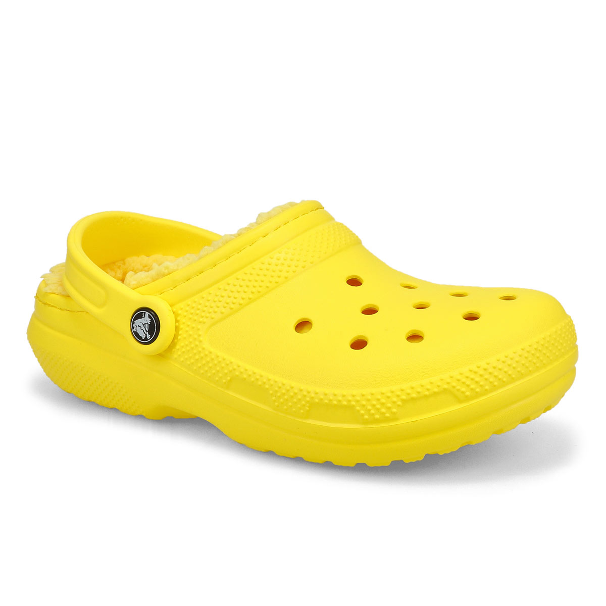 fuzzy crocs yellow