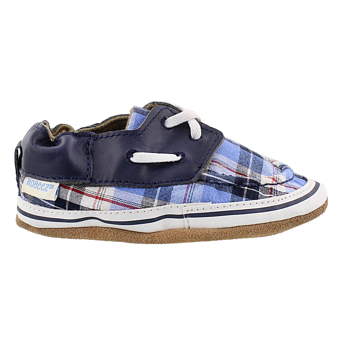 Inf Connor blue plaid soft slipper