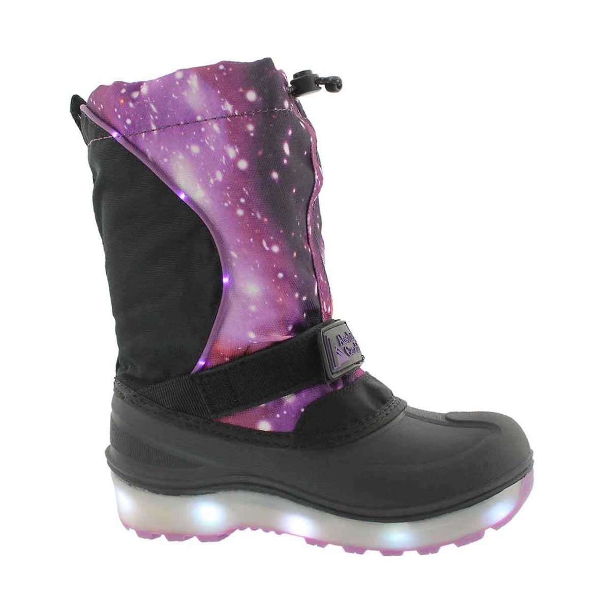 Girls' COSMOS purple wtprf light up winter boots