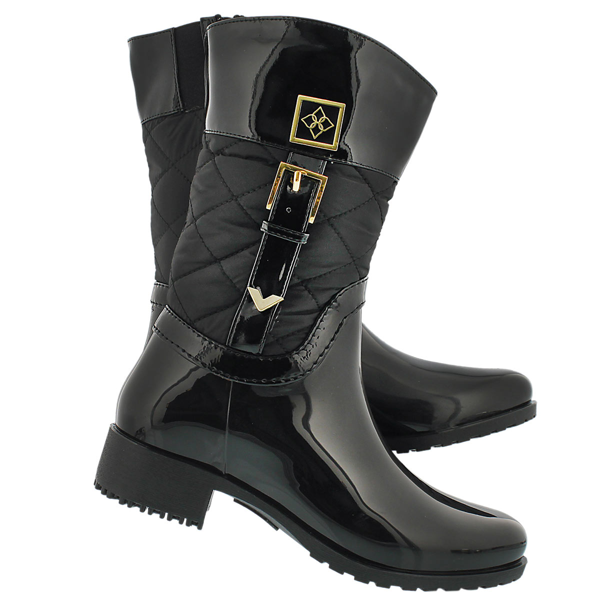 Lds Coventry Quilted Mid black rain boot