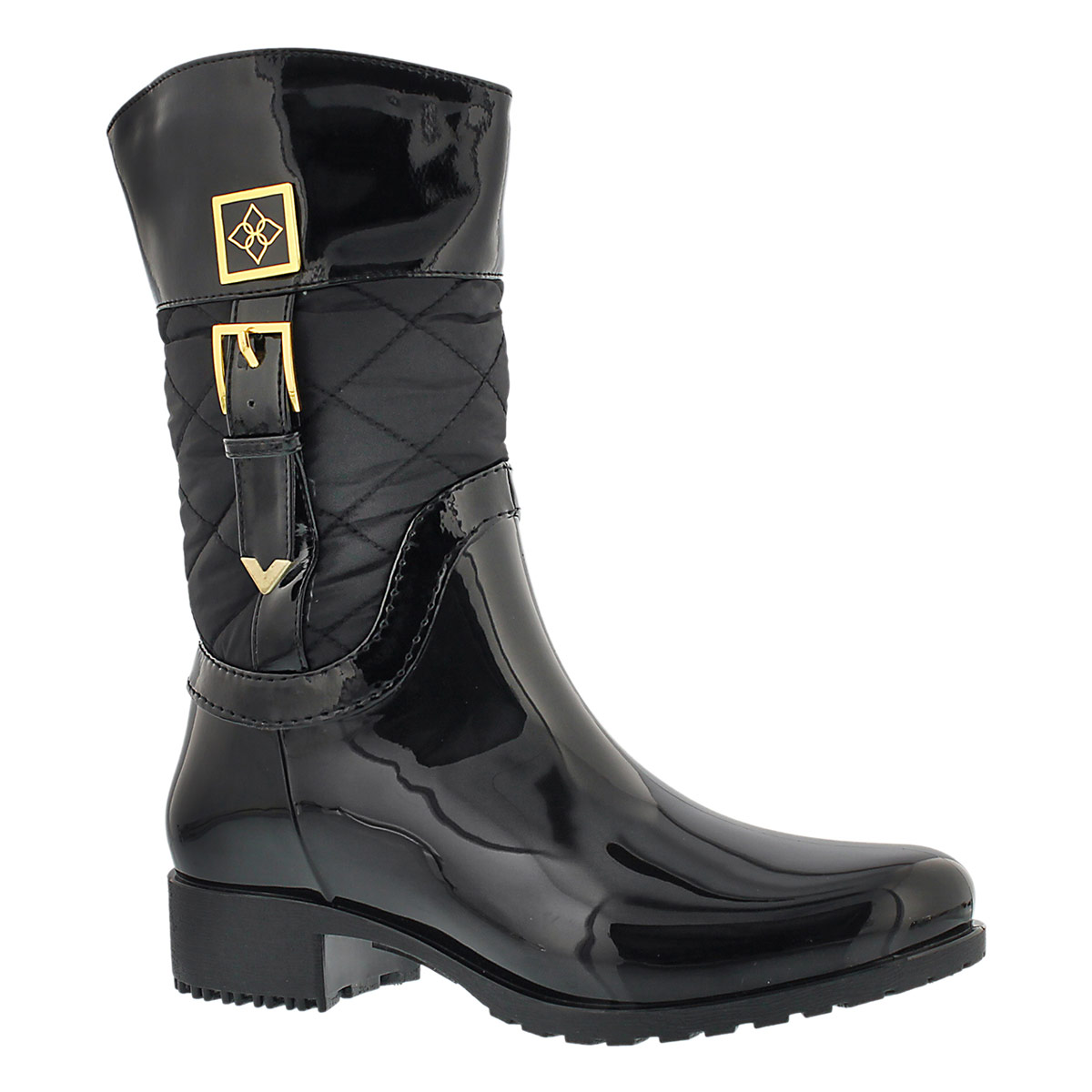 Lds Coventry Quilted Mid black rain boot