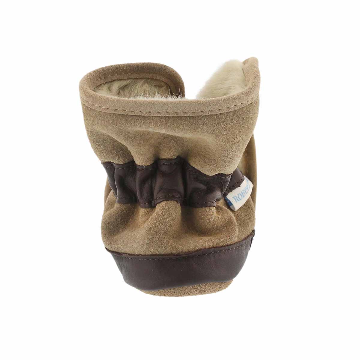Inf CozyAnkleBootie tan softsole slipper