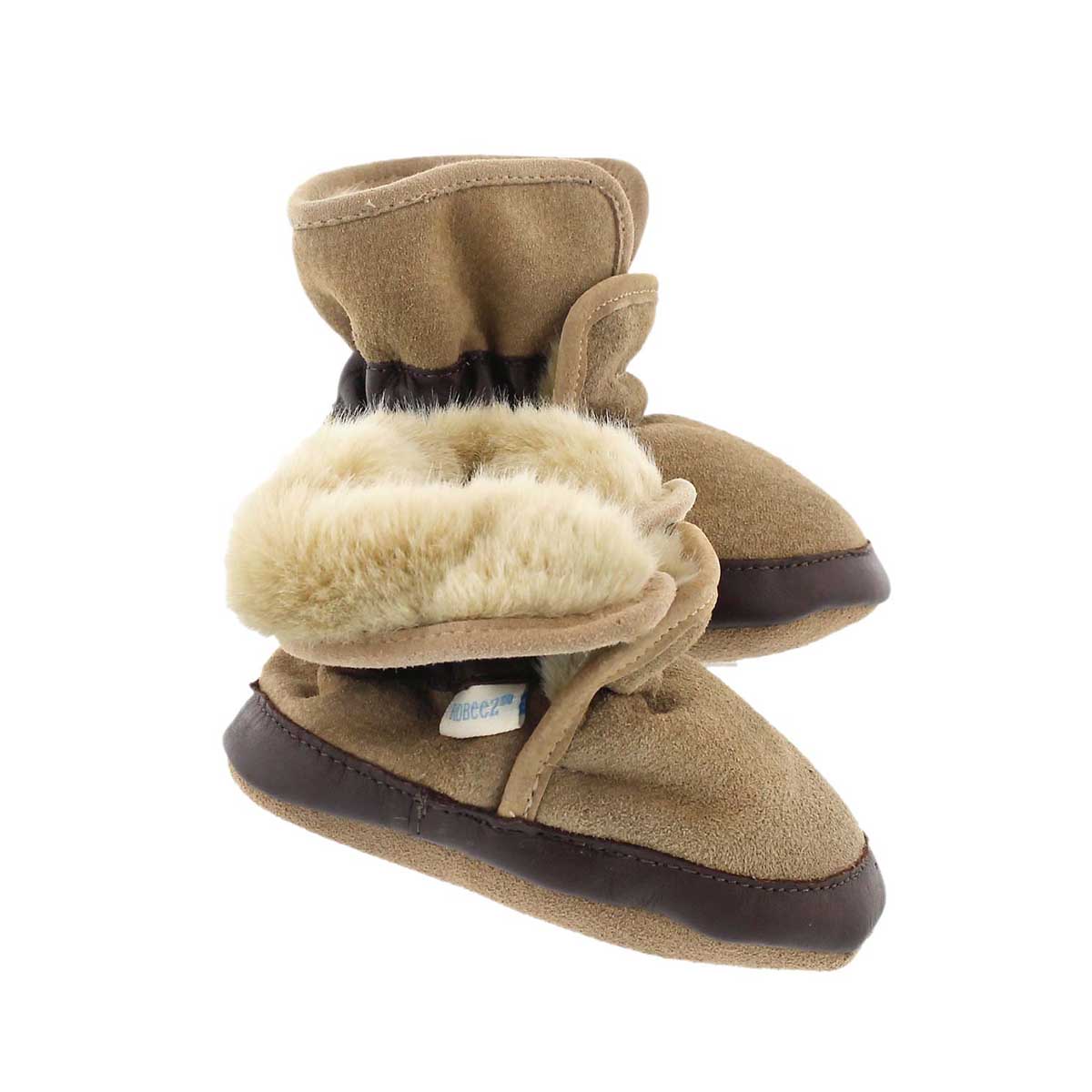 Inf CozyAnkleBootie tan softsole slipper