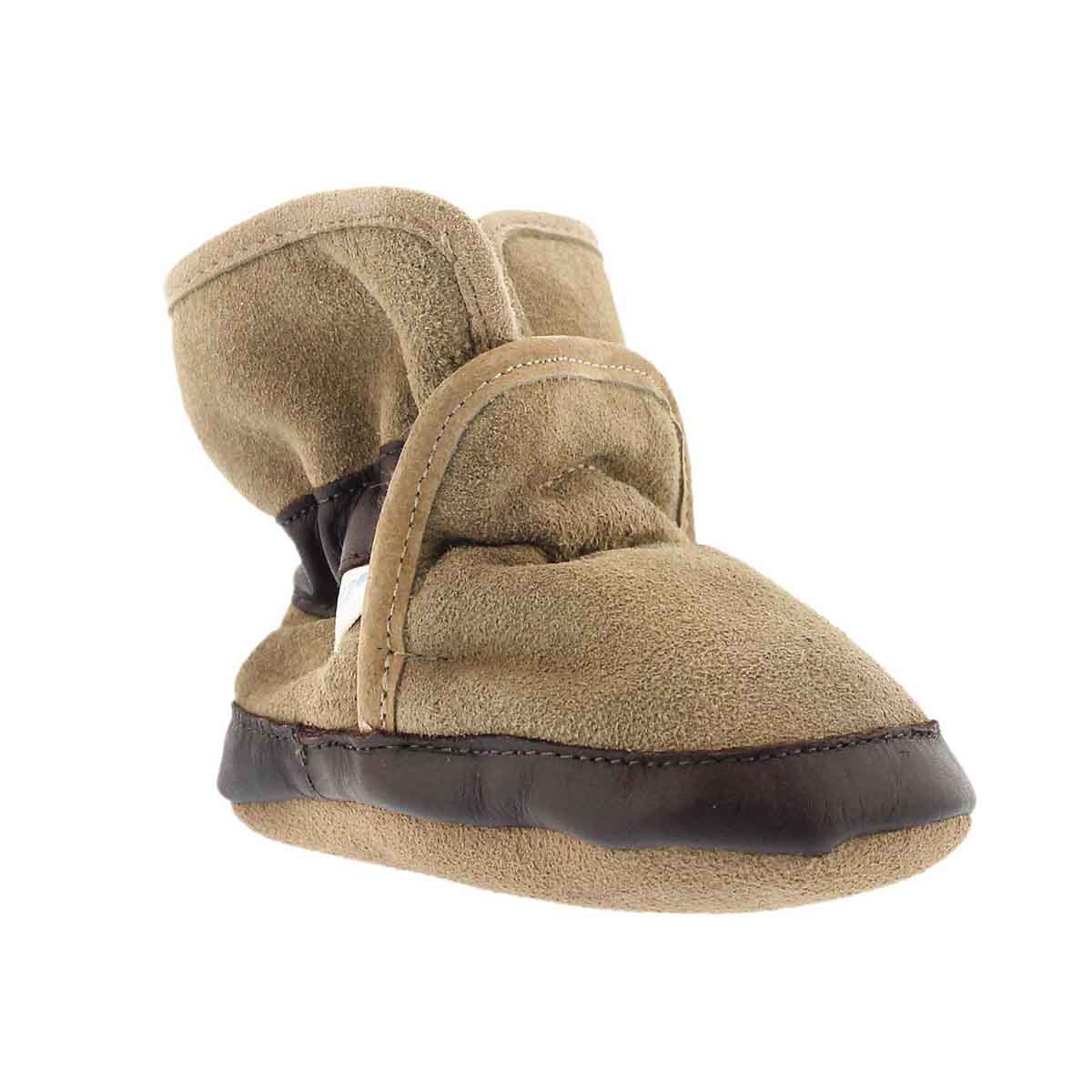 Inf CozyAnkleBootie tan softsole slipper