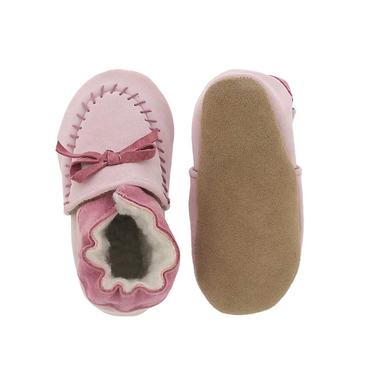Pantoufle suède rose COZY MOCCASIN, béb