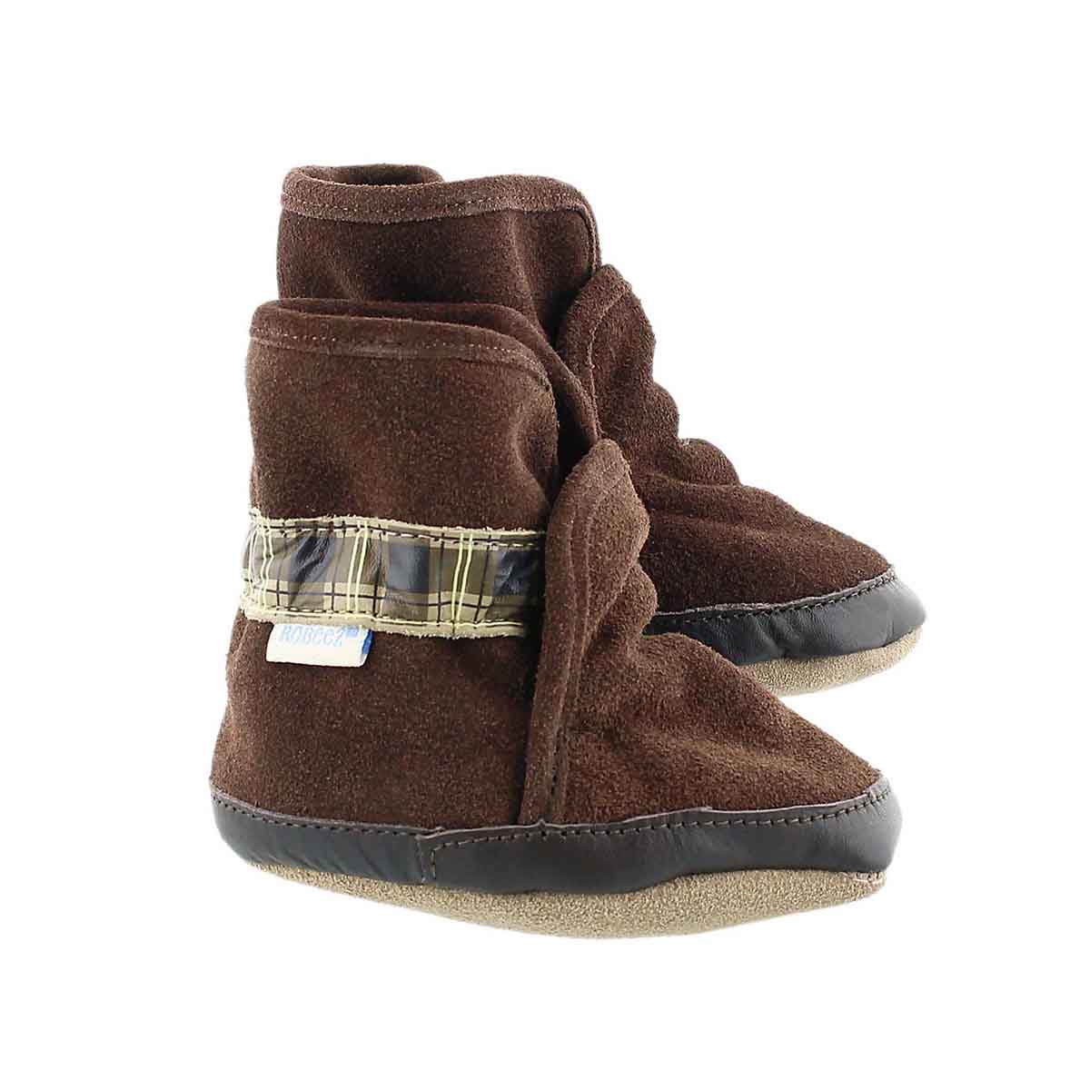 Inf CozyAnkleBootie brn softsole slipper