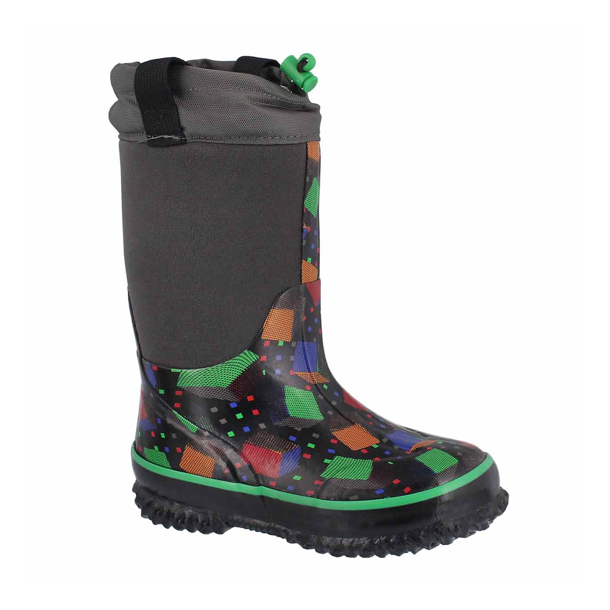 Boys' CUBES black waterproof pull on winter boots