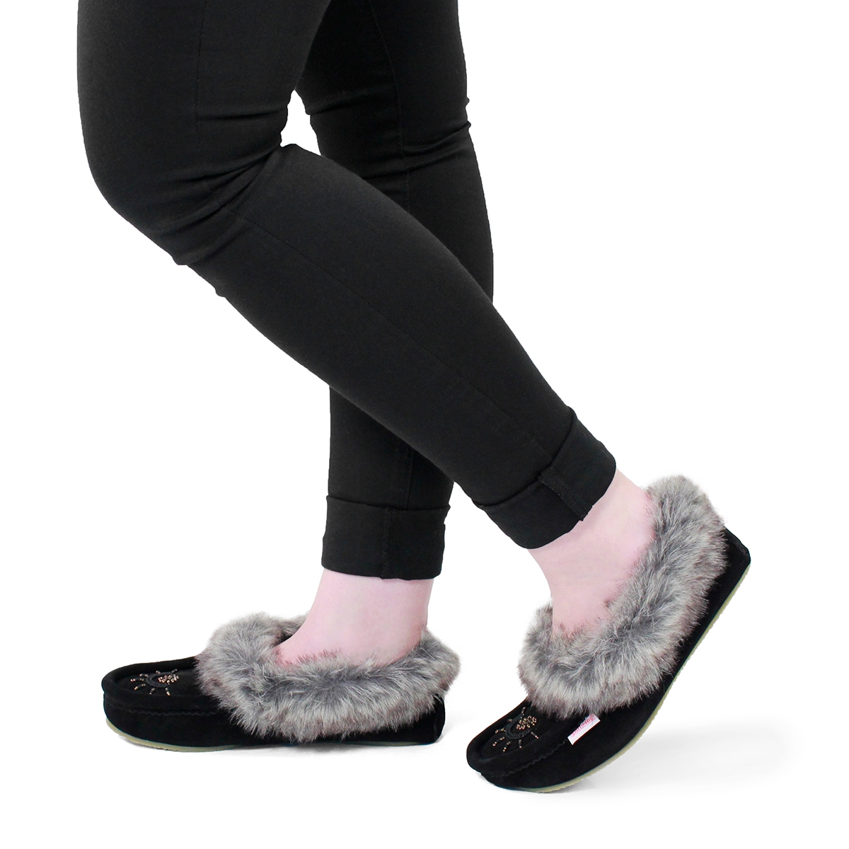 Lds Cute faux me blk crepe sole faux