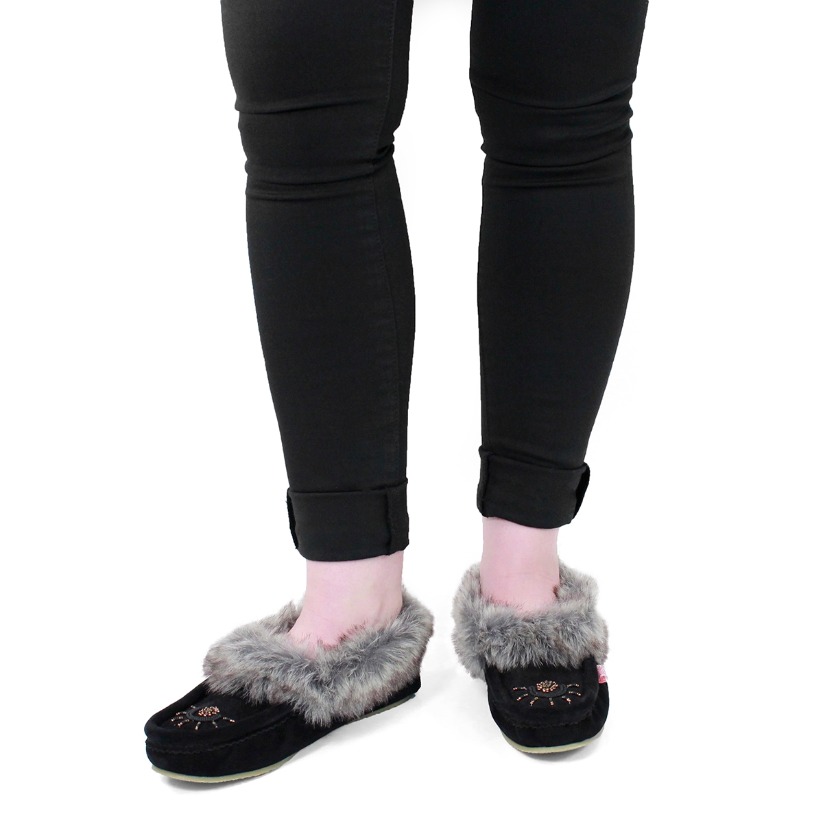 Lds Cute faux me blk crepe sole faux