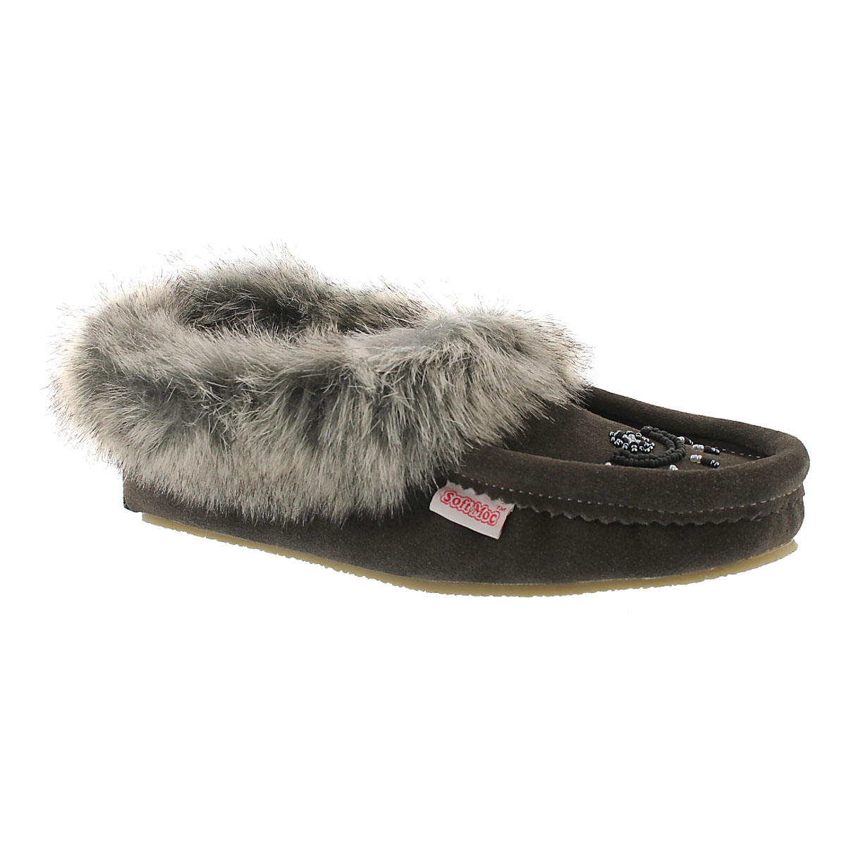 Women's CUTE FAUX ME grey crepe sole moccasins