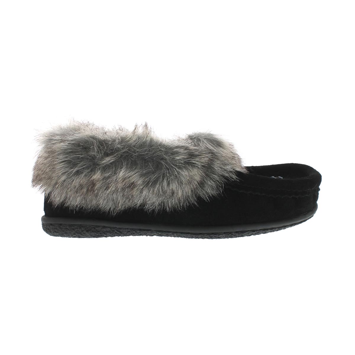 Grls Cute 2 Jr Blk faux rabbit mocc