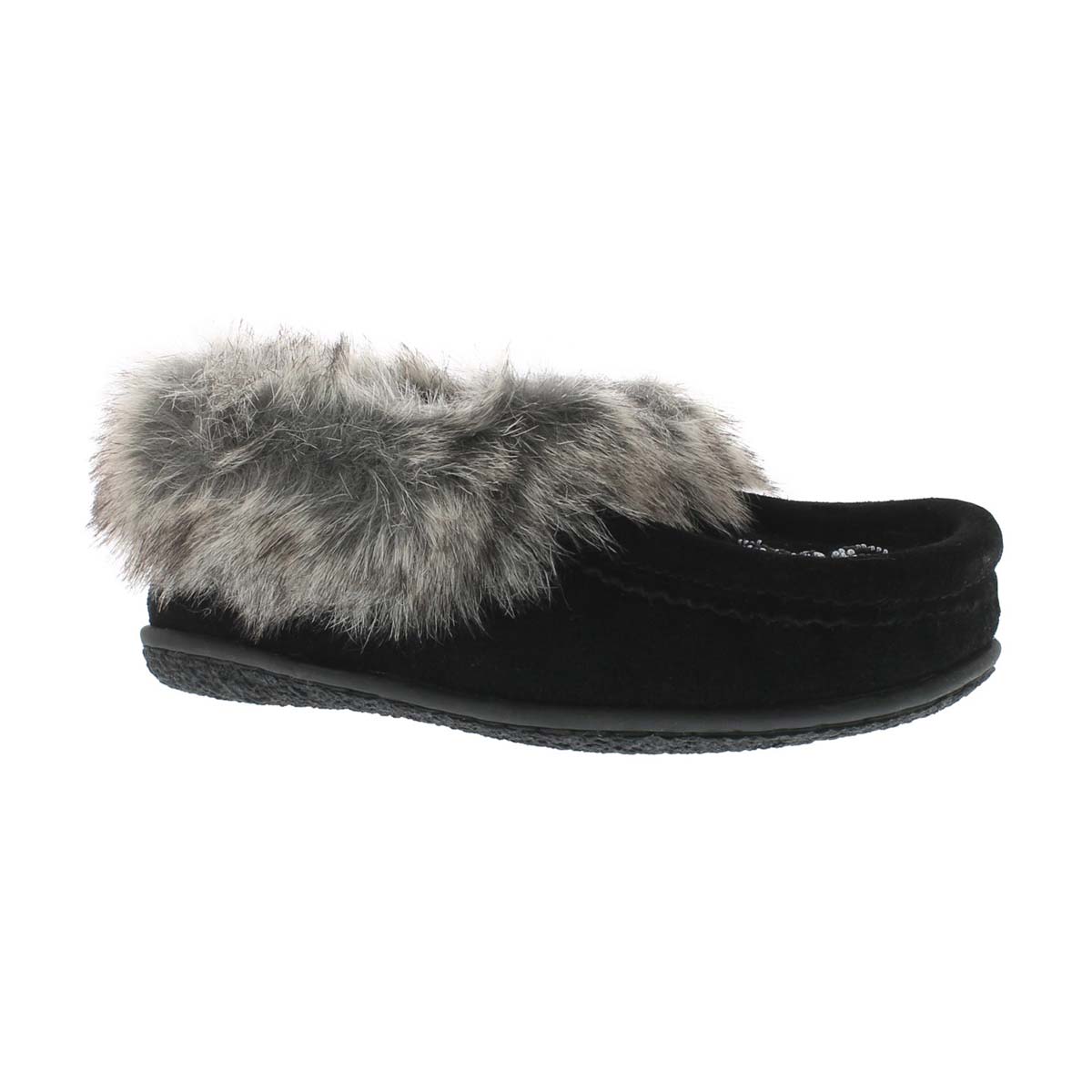 Grls Cute 2 Jr Blk faux rabbit mocc