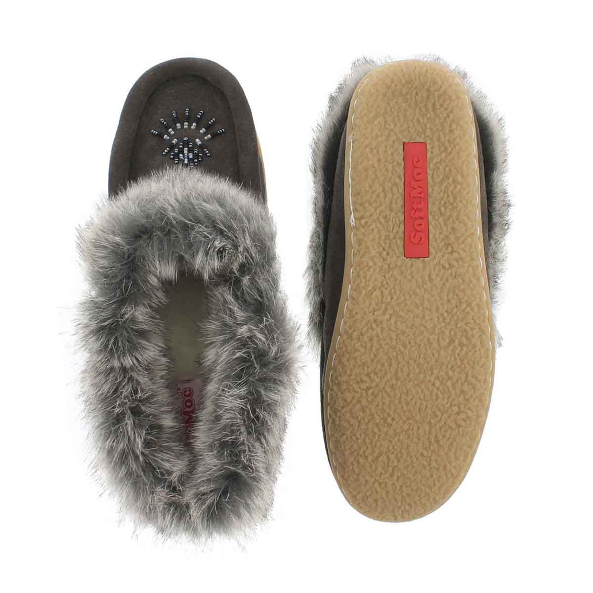 Grls Cute 2 Jr gry faux rabbit mocc