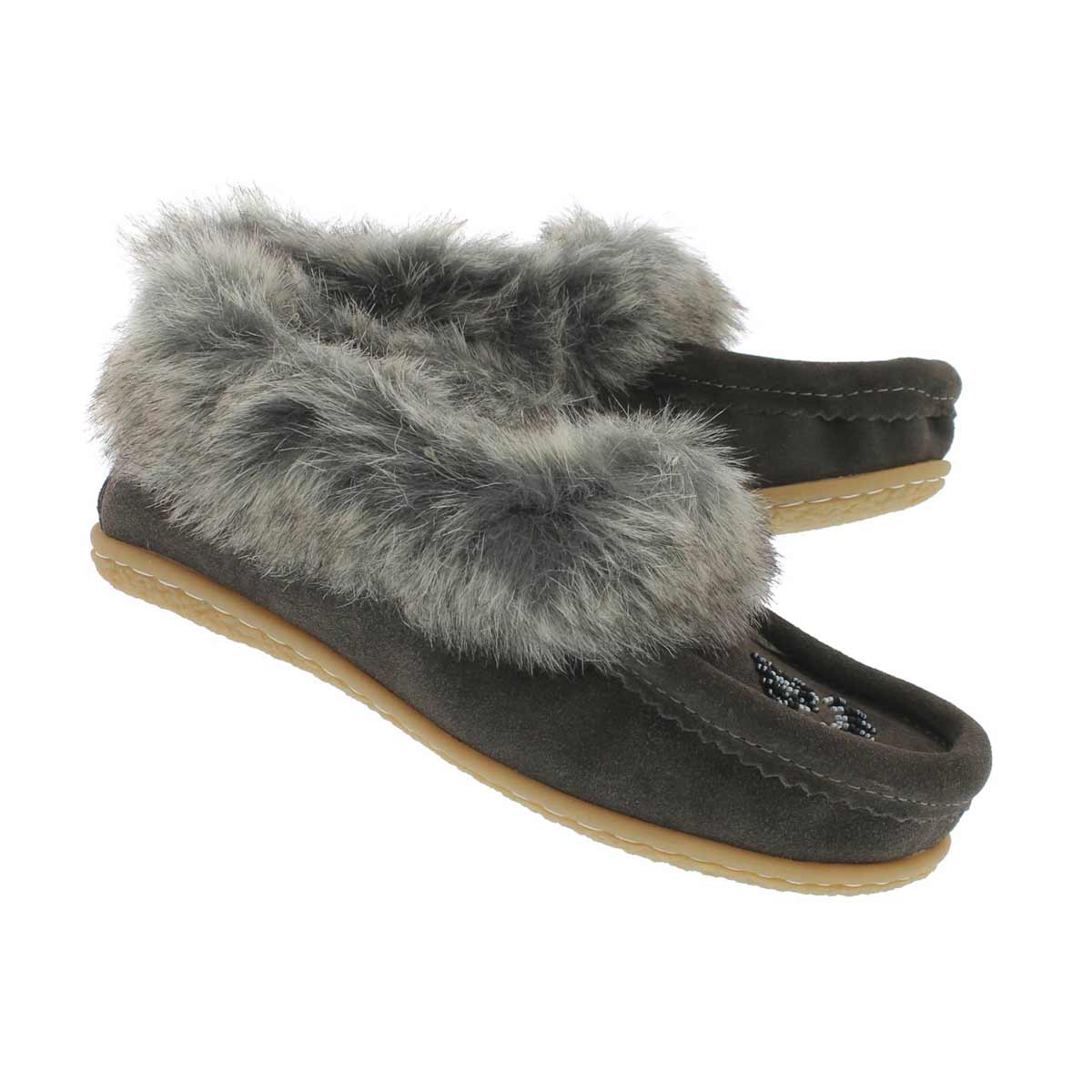 Grls Cute 2 Jr gry faux rabbit mocc
