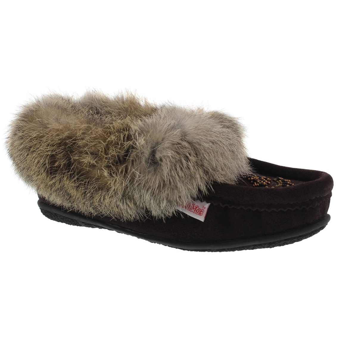 Lds Cute 3 chocolate rabbit fur moccasin