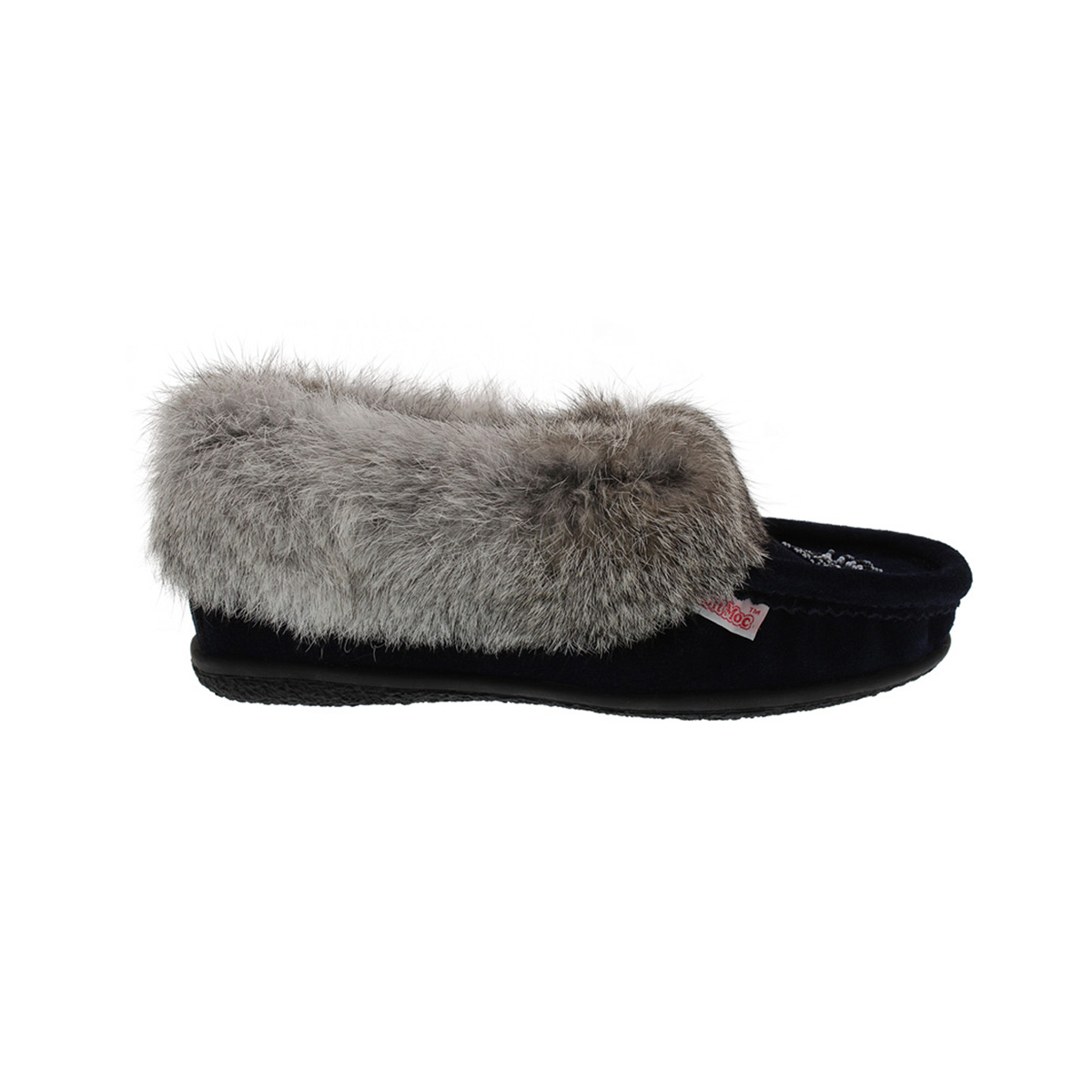 Lds Cute 3 navy rabbit fur moccasin