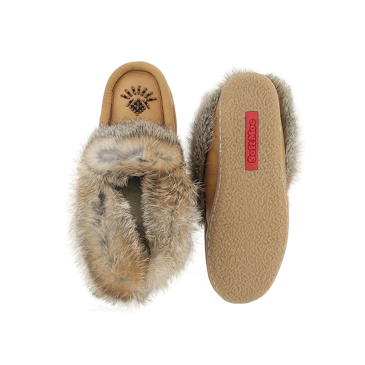 Lds Cute4 cork rabbit fur lthr moccasin