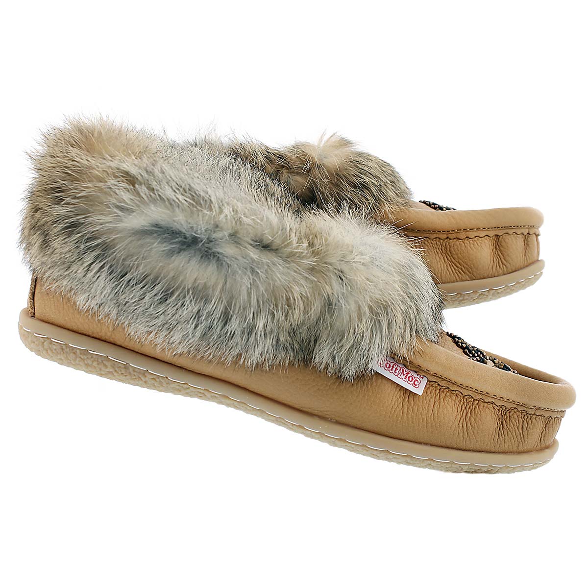 Lds Cute4 cork rabbit fur lthr moccasin