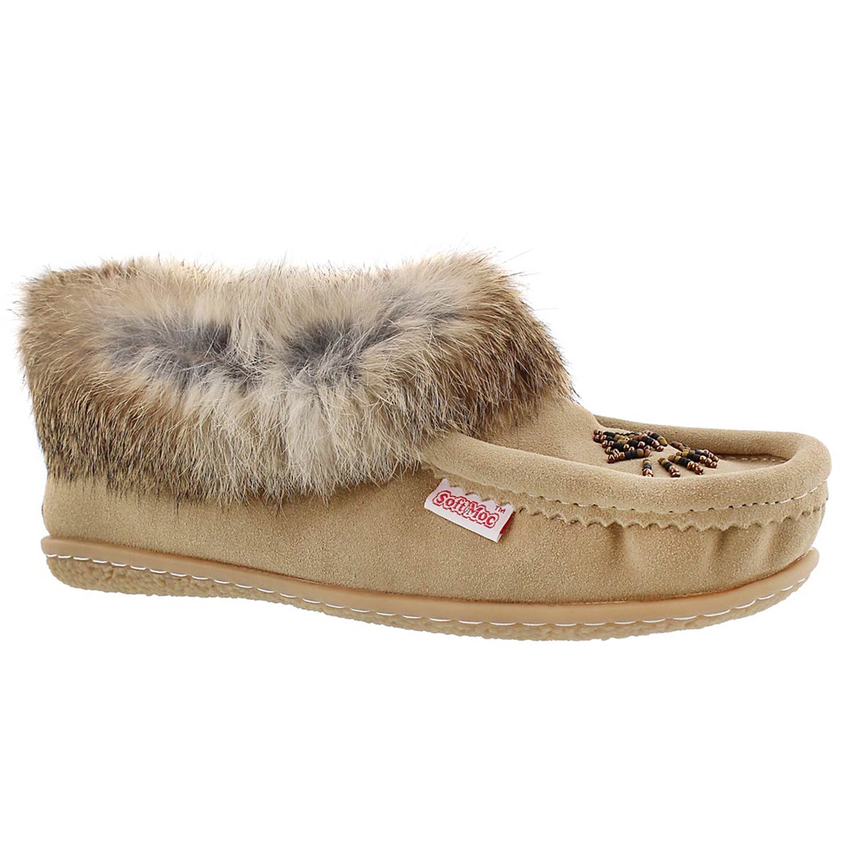 Lds Cute 4 sand rabbit fur moccasin