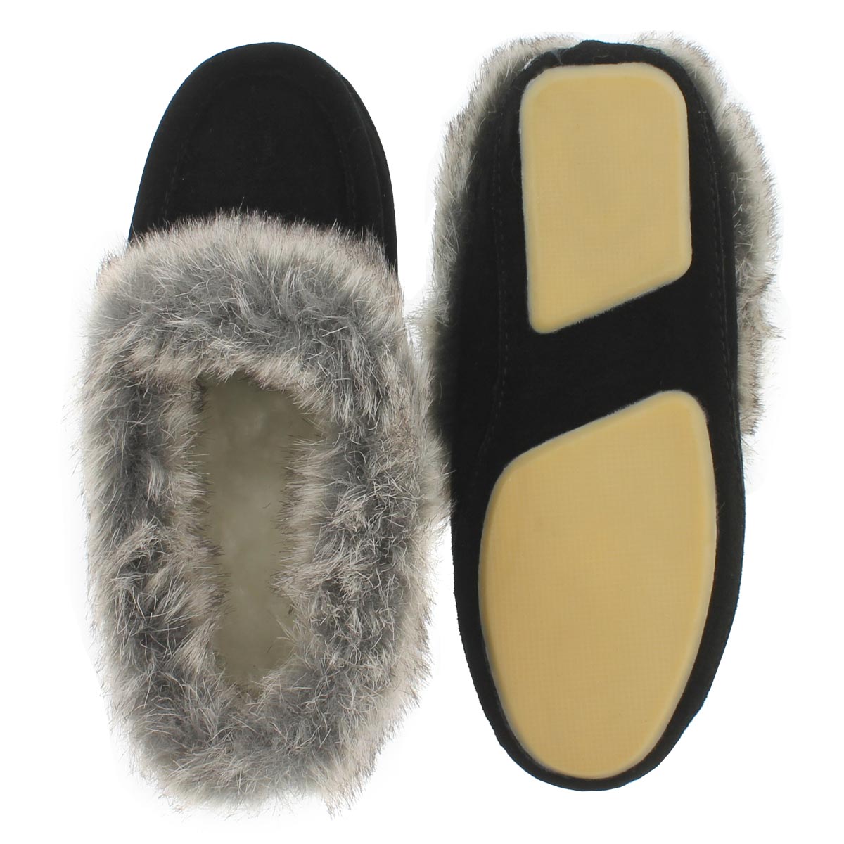 Lds CuteFauxU bk suede faux collar moc