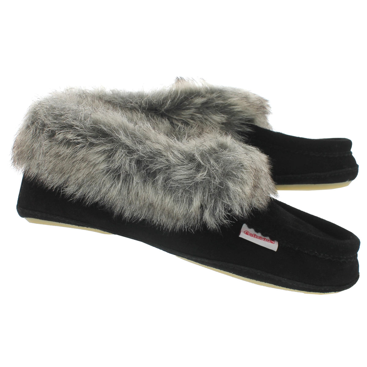Lds CuteFauxU bk suede faux collar moc