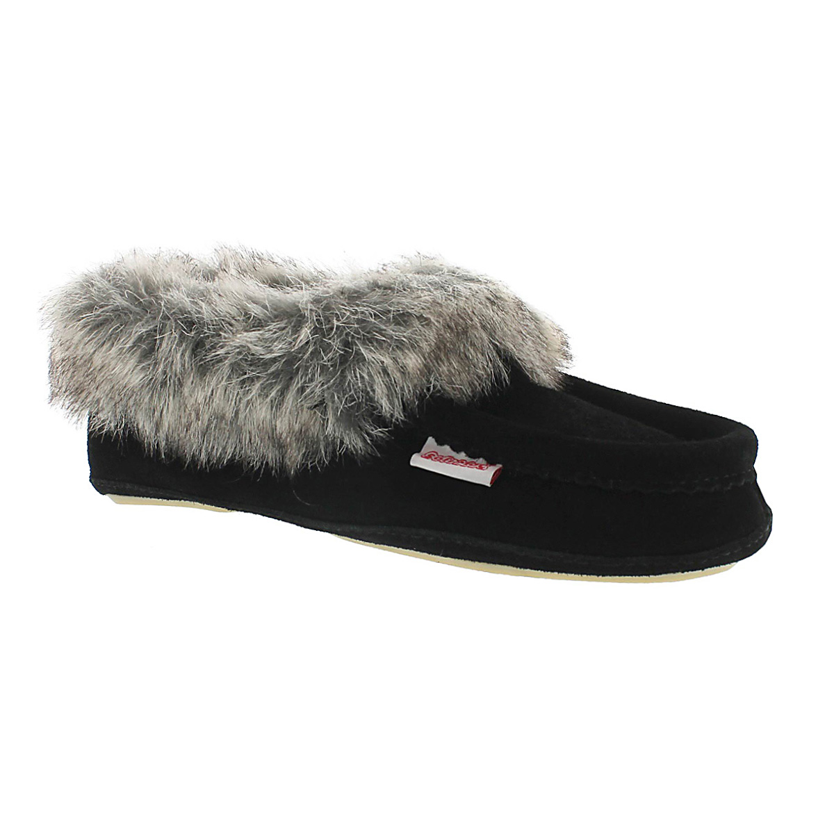 Lds CuteFauxU bk suede faux collar moc