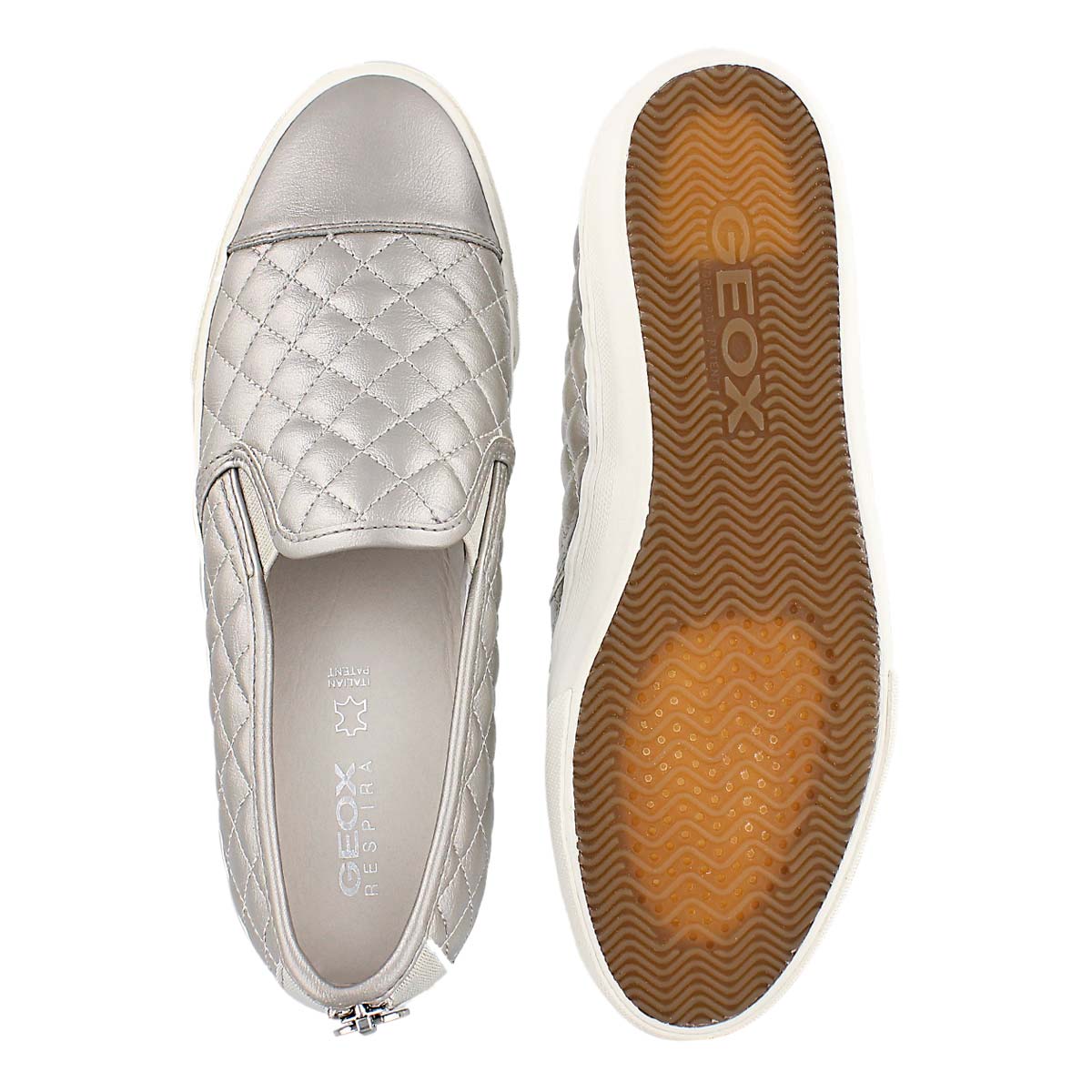 Lds New Club wht/silver slip on sneaker
