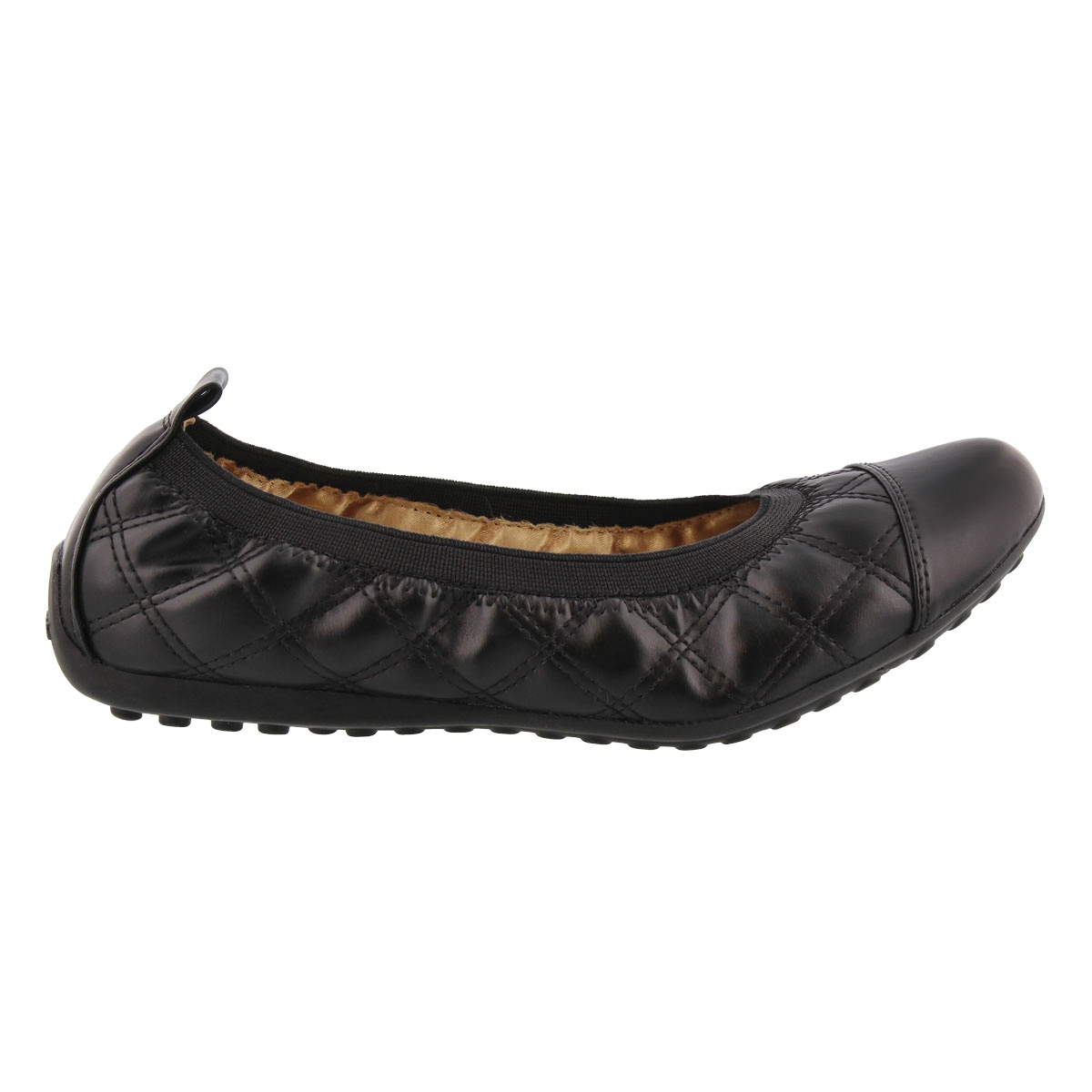 Lds Piuma blk quilted ballerina flat